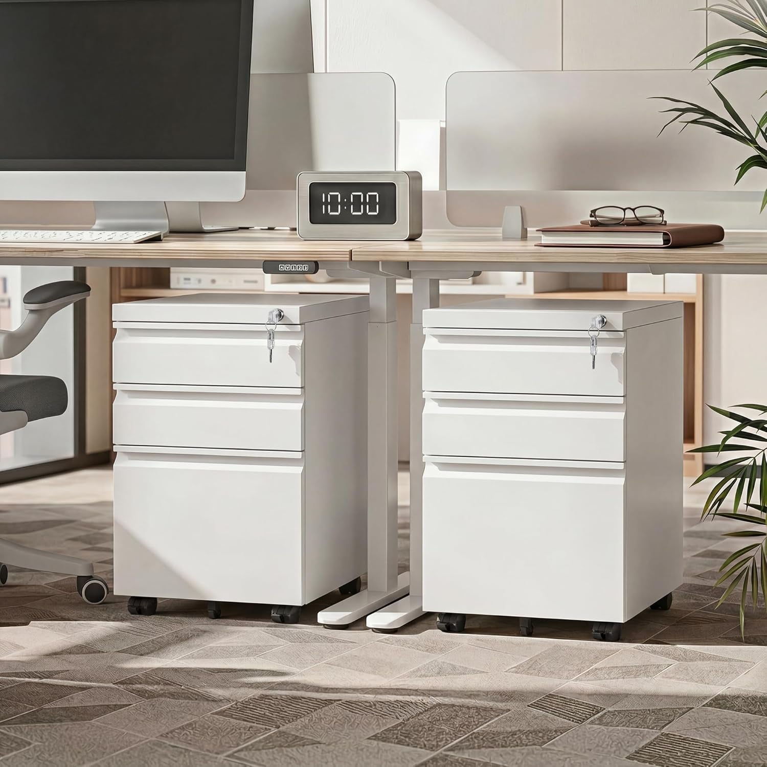 3 Drawer Mobile File Cabinet under Desk Office, Fully Assembled except Casters, Letter/Legal Size, White