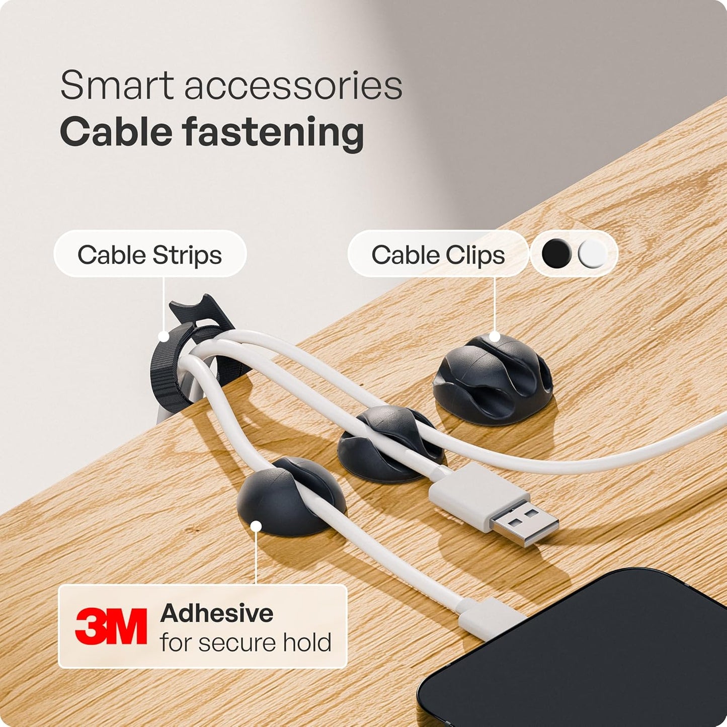 Cable Management under Desk for Easy Mounting Under-Table I Set of 3 - with 10X Cable Ties I Desk Organizer for Office/Home Office Table Thoughtful Cable Tray Holder, Black