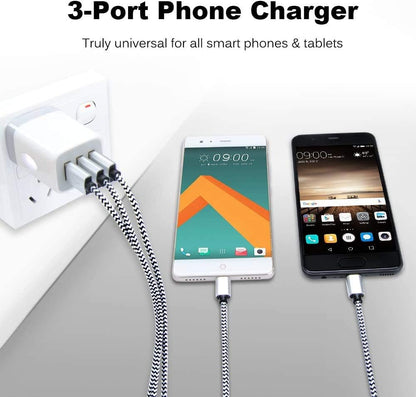 USB Charging Plug, Wall Charger Adapter,  3Pack Universal Travel 3.1A 3Muti Port Fast Charging Block Compatible with Iphone 15 14 13 12 SE 11 Xs Pro,Samsung Galaxy S23 S22 S21 S20 Ultra, Google